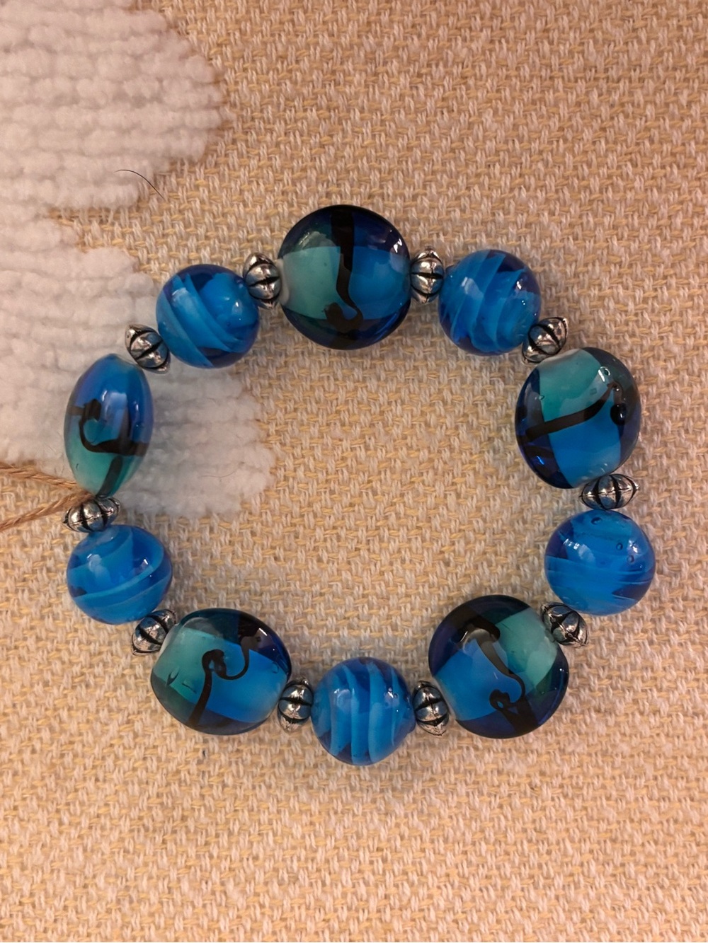 Blue Glass Bead Stretch Bracelet
